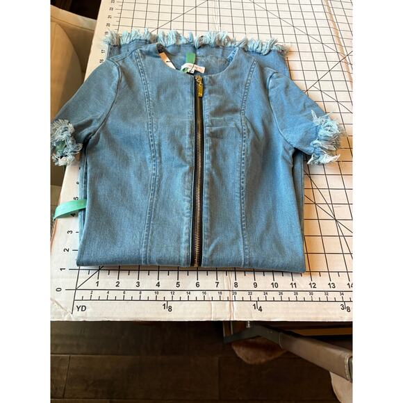 NWT Mistress Rocks Over It Frayed Denim Exposed Zipper Dress Distressed XXS - Picture 14 of 14